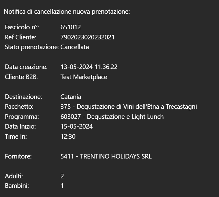 Notifica creazione cancellazione booking1
